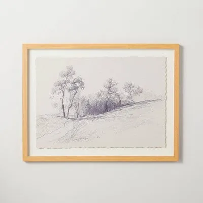 18"x24" Hillside Sketch Framed Wall Art Black/White - Hearth & Hand with Magnolia