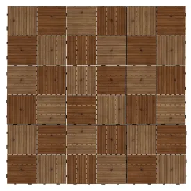 9 Pcs Garden Decking Tiles Wooden Outdoor Flooring Tiles for Patio, Balcony, Terrace, Hot Tub, Brown