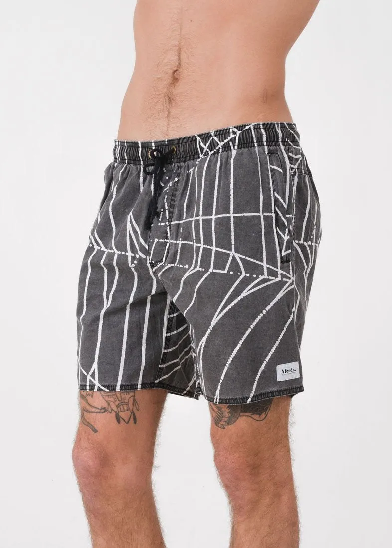 Afends Mens Baywatch Webs - Elastic Waist Boardshort