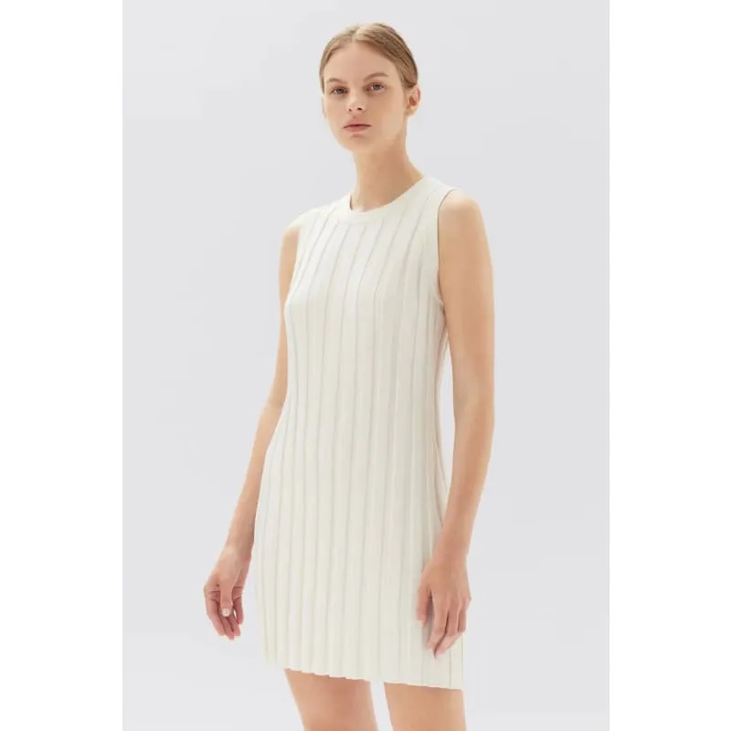 Alana Knit Rib Mini Dress | Antique White