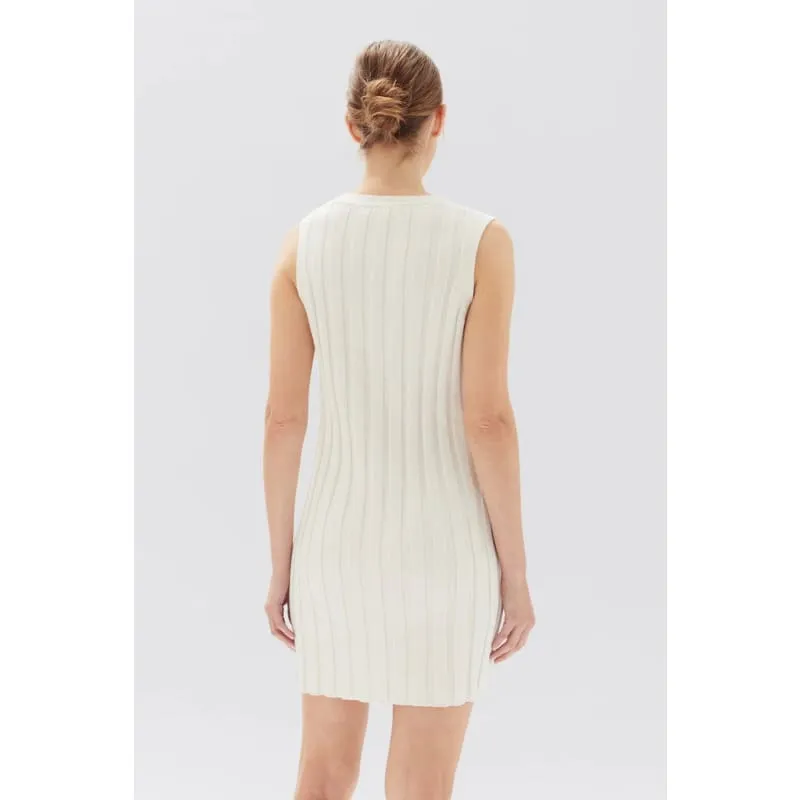 Alana Knit Rib Mini Dress | Antique White