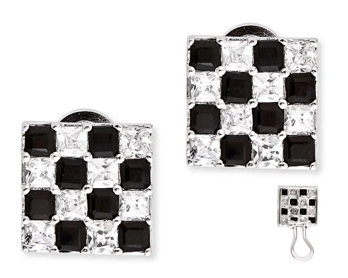 Aurore Zirconia And Black Square Shape Earrings