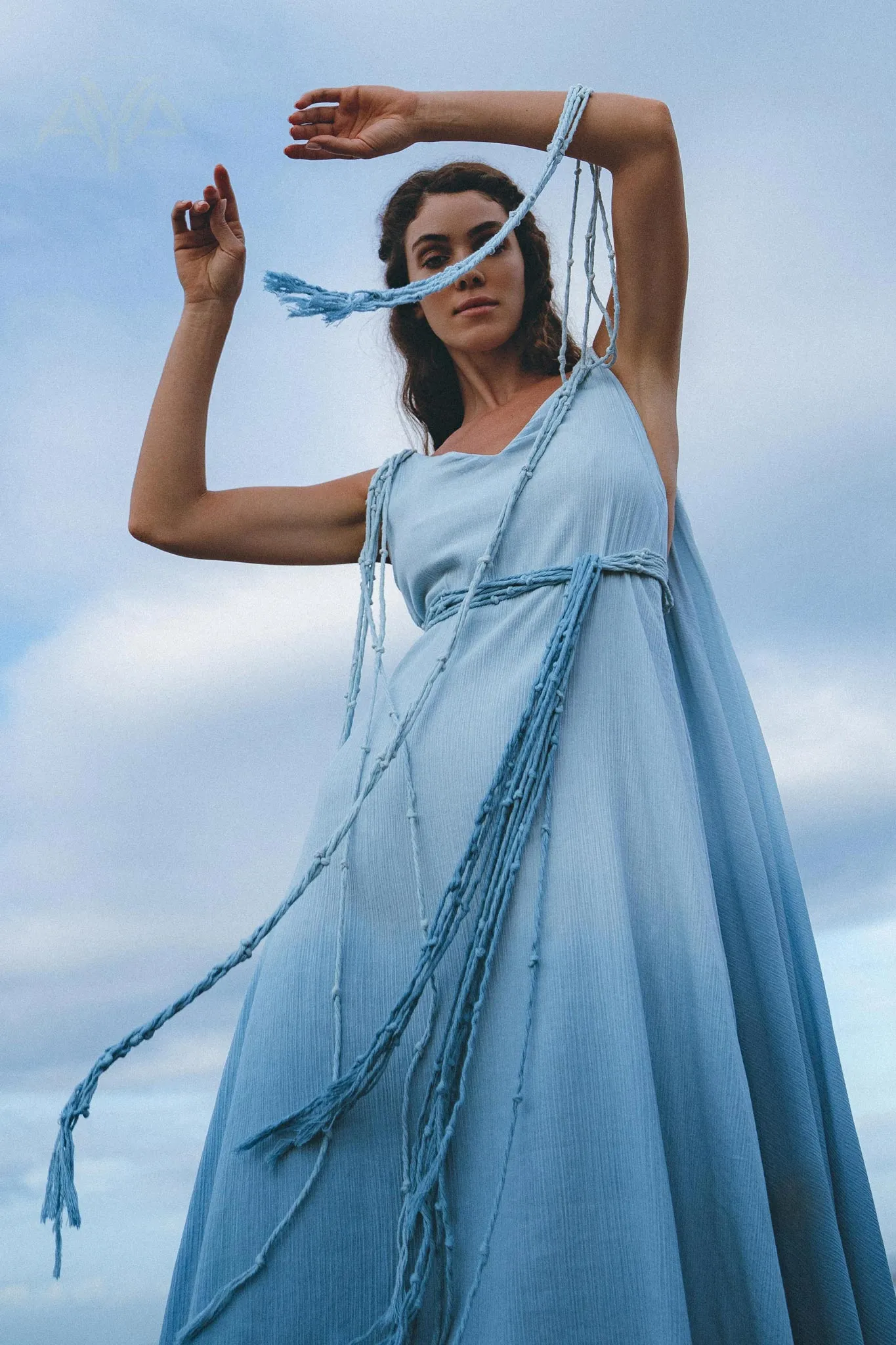 Boho Macrame Bridesmaid Dress • Ombre Sky Blue Dress