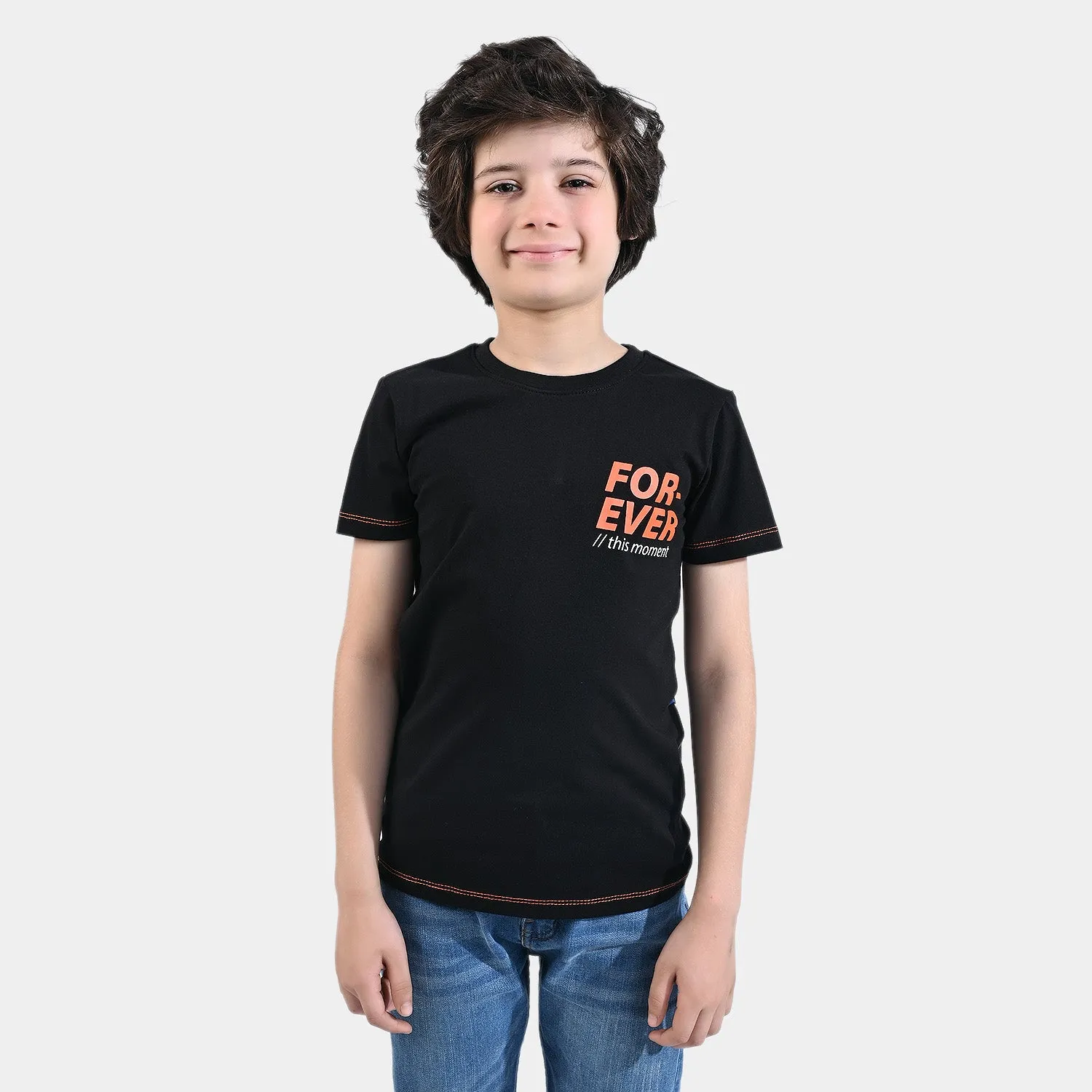 Boys Cotton Jersey T-Shirt H/S Forever-Black