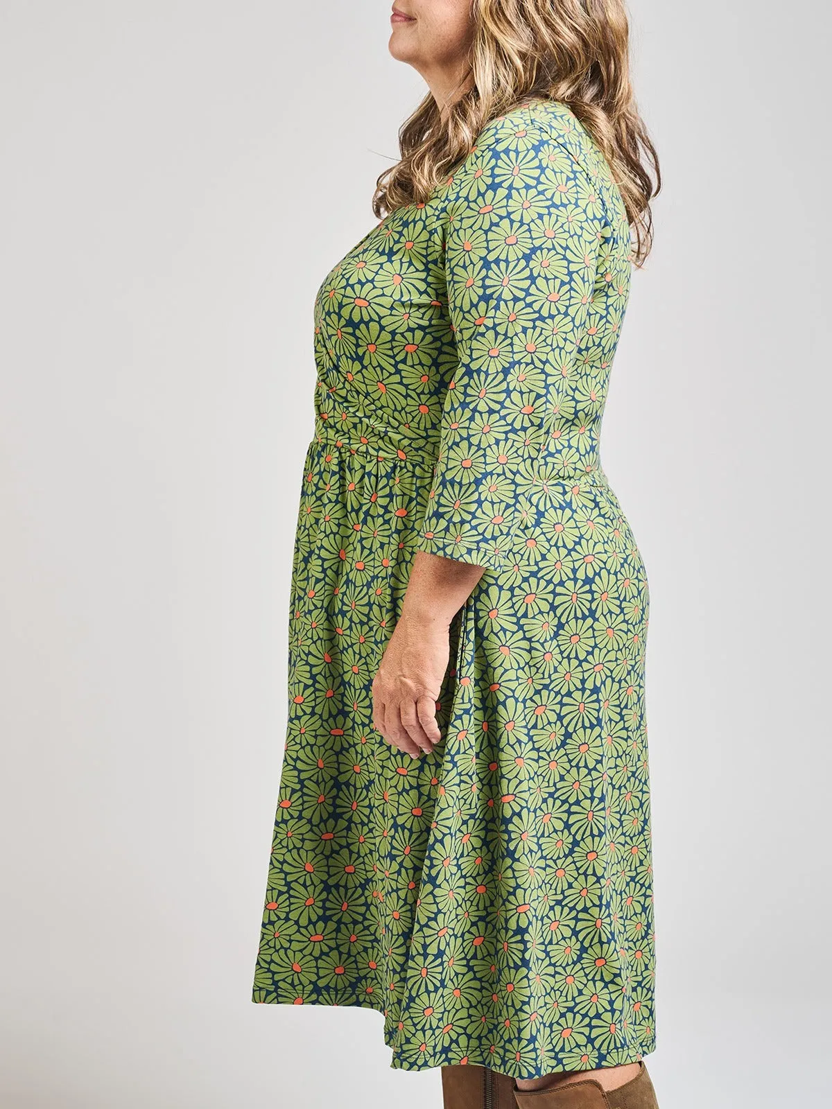 Callie Wrap Dress - Olive Floral