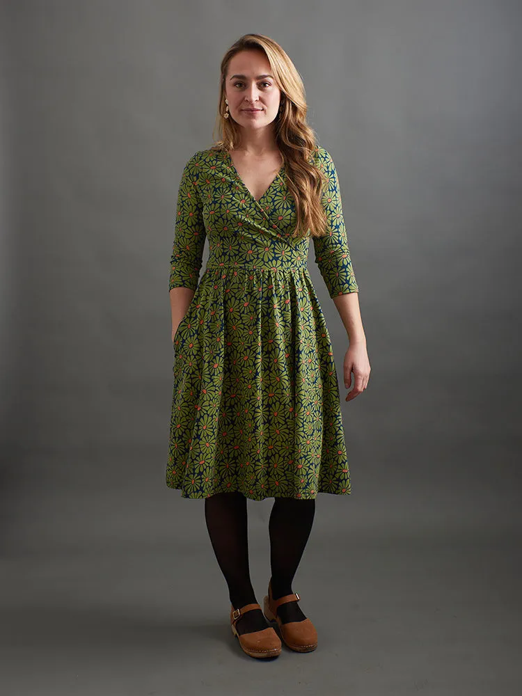 Callie Wrap Dress - Olive Floral