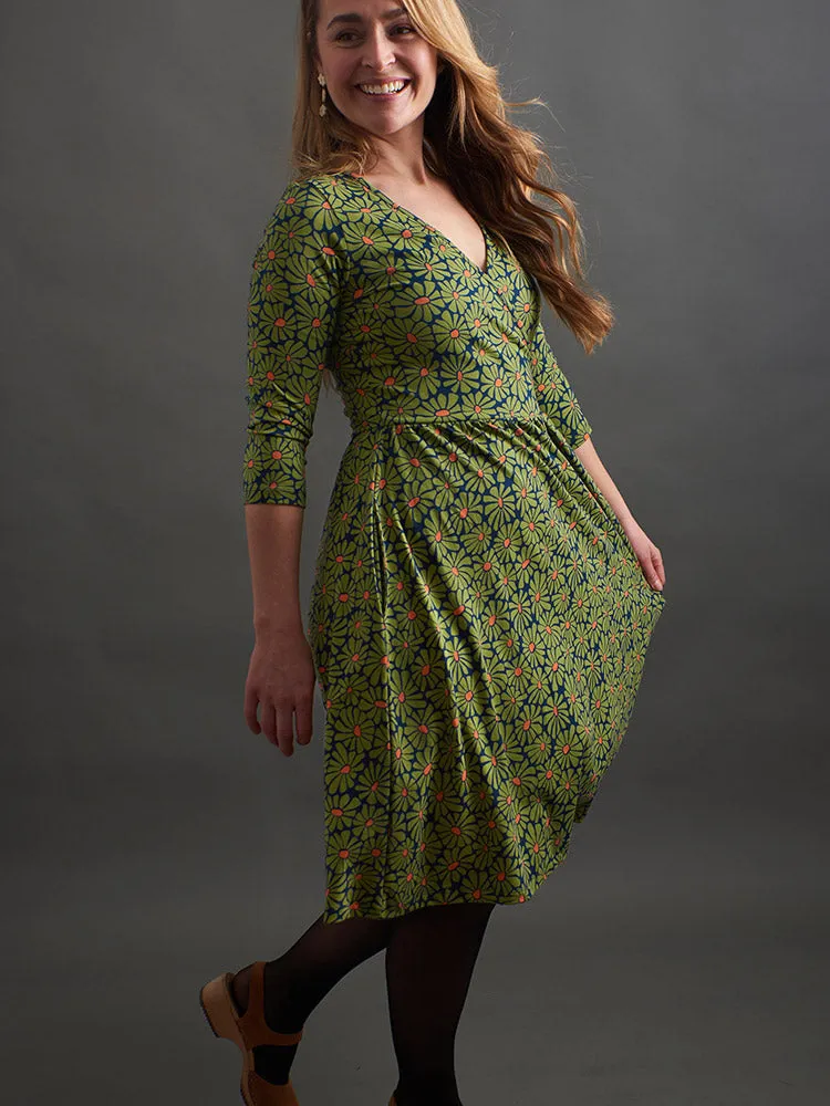 Callie Wrap Dress - Olive Floral