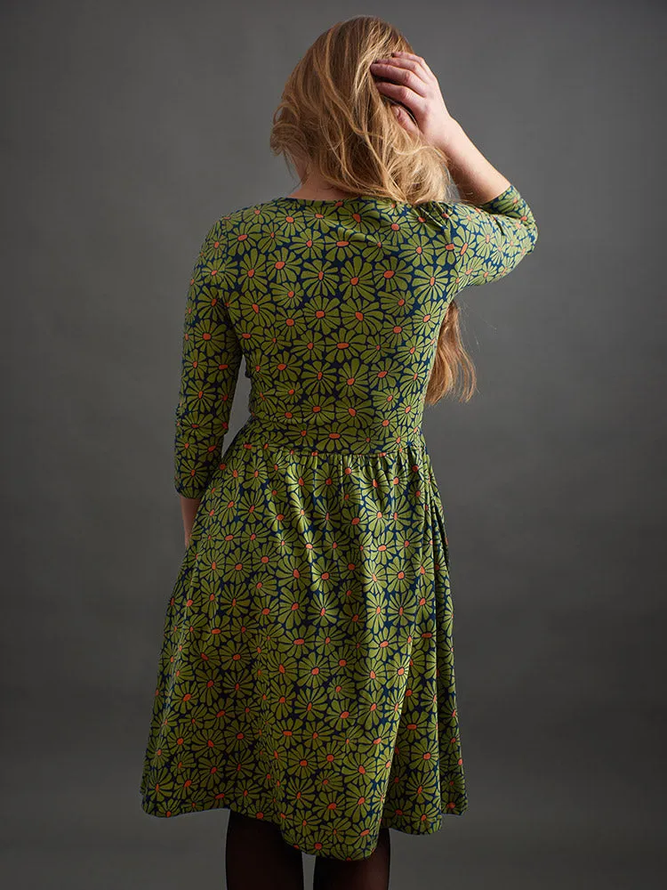 Callie Wrap Dress - Olive Floral