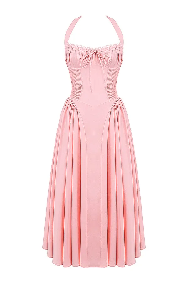 Christina Pink Halter Midi Dress