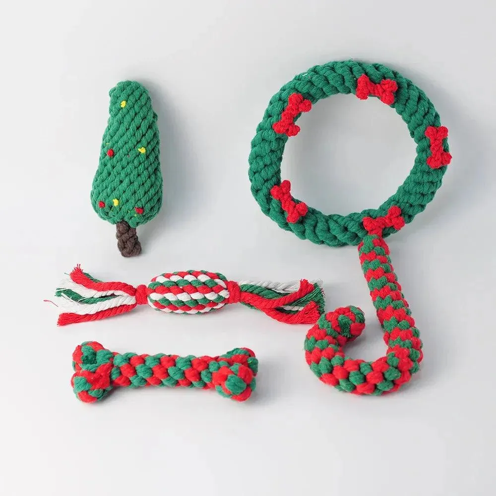 Christmas Pet Rope Cane Toy Interactive Fun