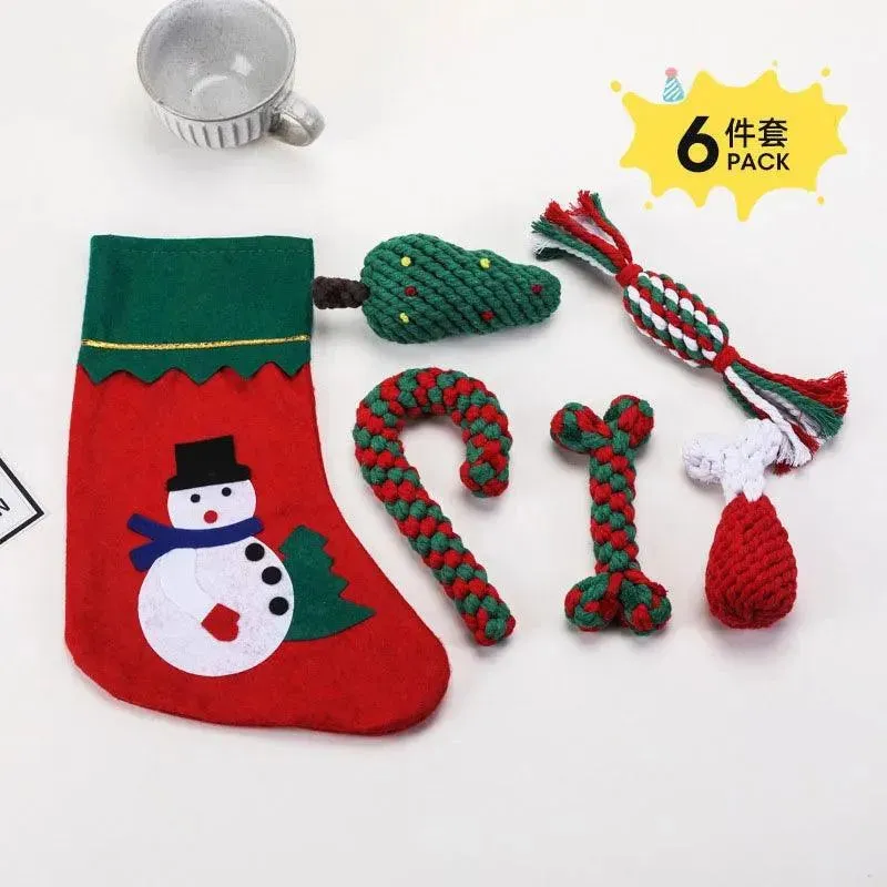 Christmas Pet Rope Cane Toy Interactive Fun