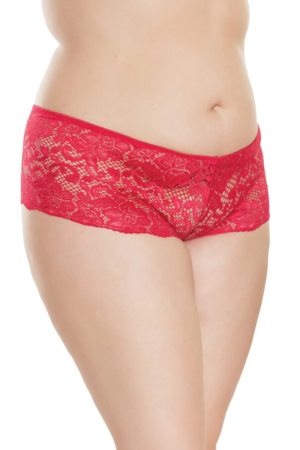 Coquette Low Rise Red Lace Booty Short