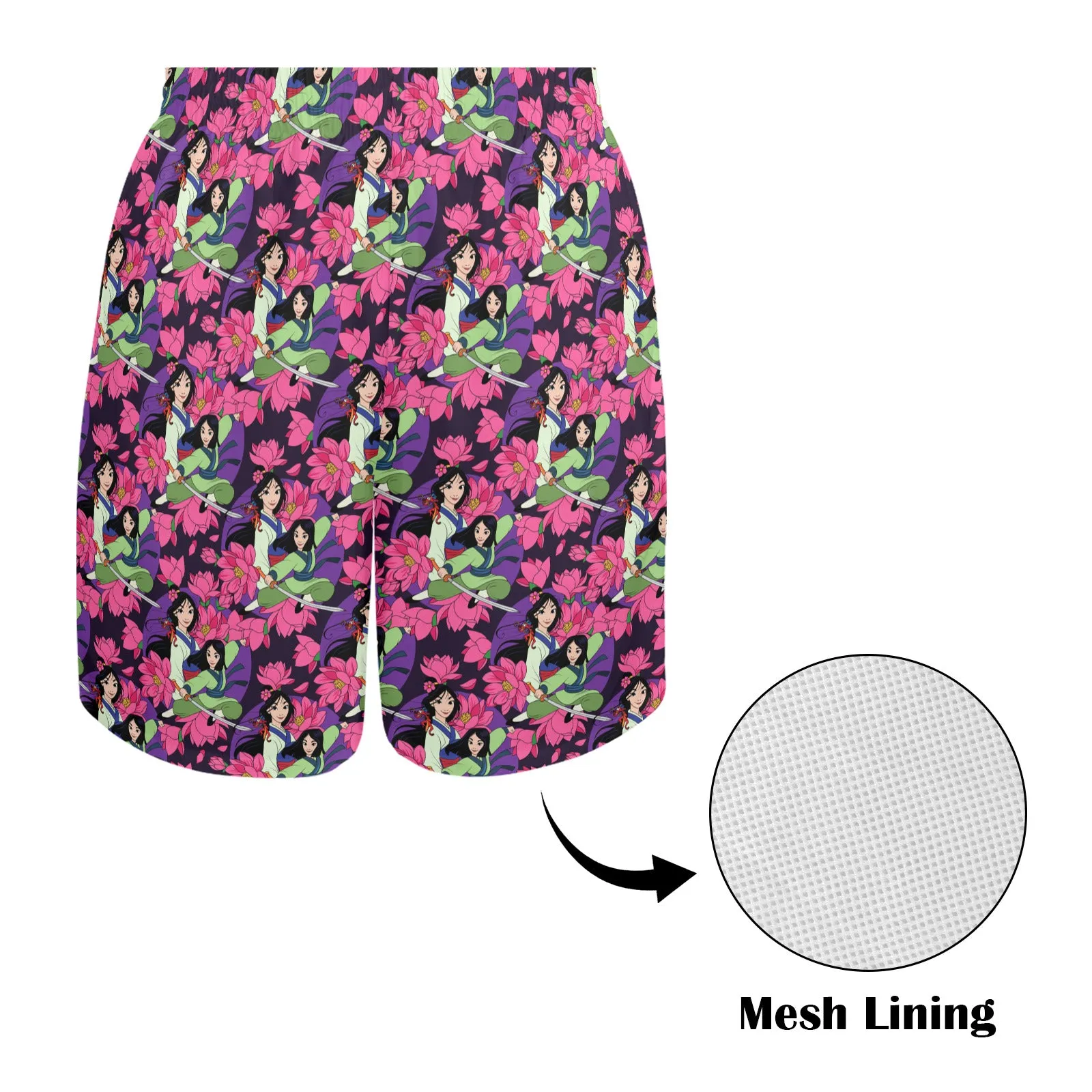 Disney Mulan Blooming Flowers Men's Swim Trunks Swimsuit