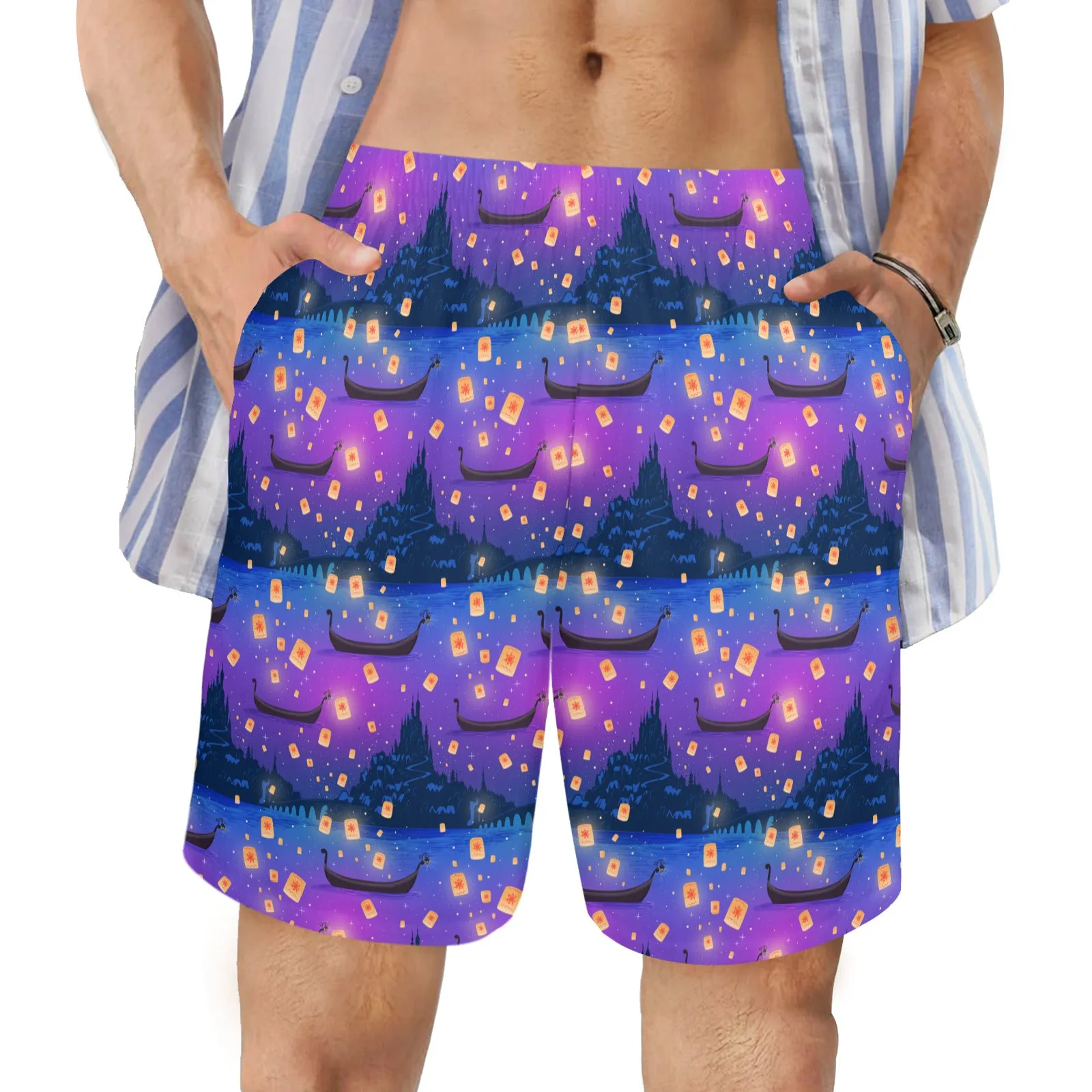 Disney Tangled Rapunzel Floating Lanterns Men's Swim Trunks Swimsuit