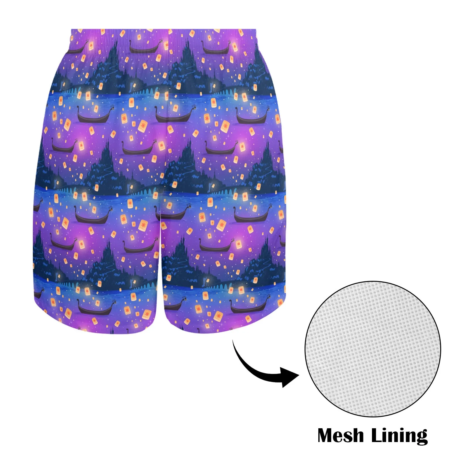 Disney Tangled Rapunzel Floating Lanterns Men's Swim Trunks Swimsuit