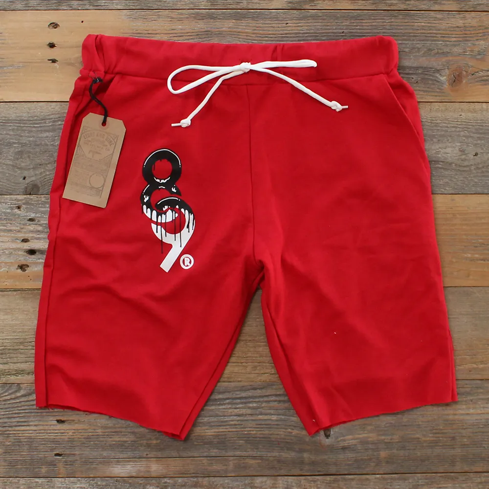 Drip Keys Cut Off Terry Shorts Red