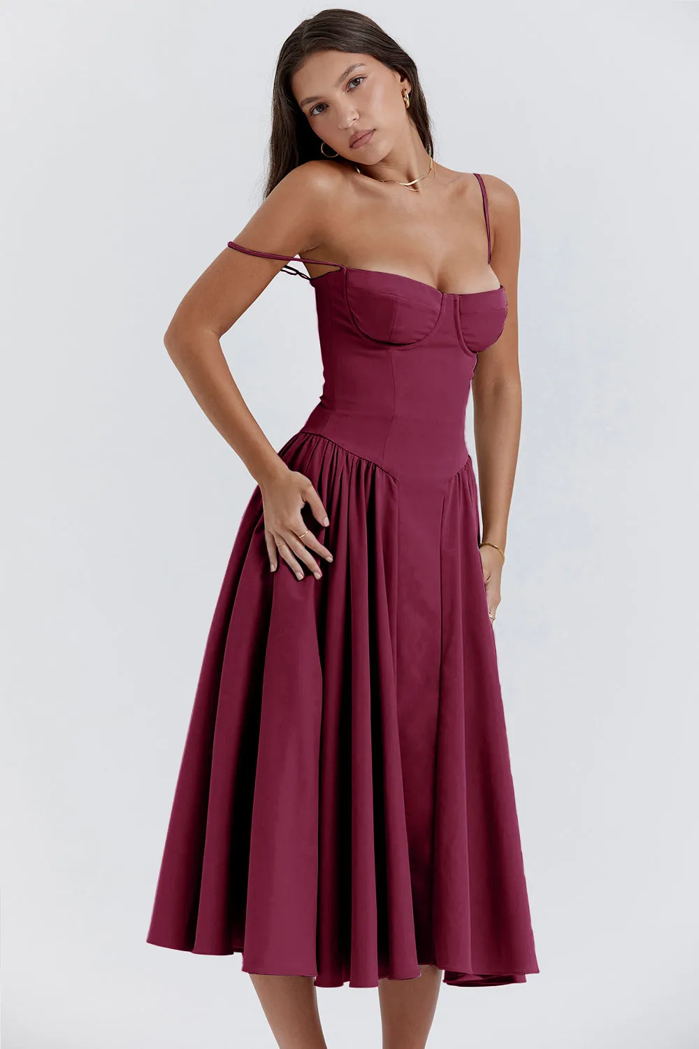 French Palace Style Vintage Floor-Length Strap Maxi Dress