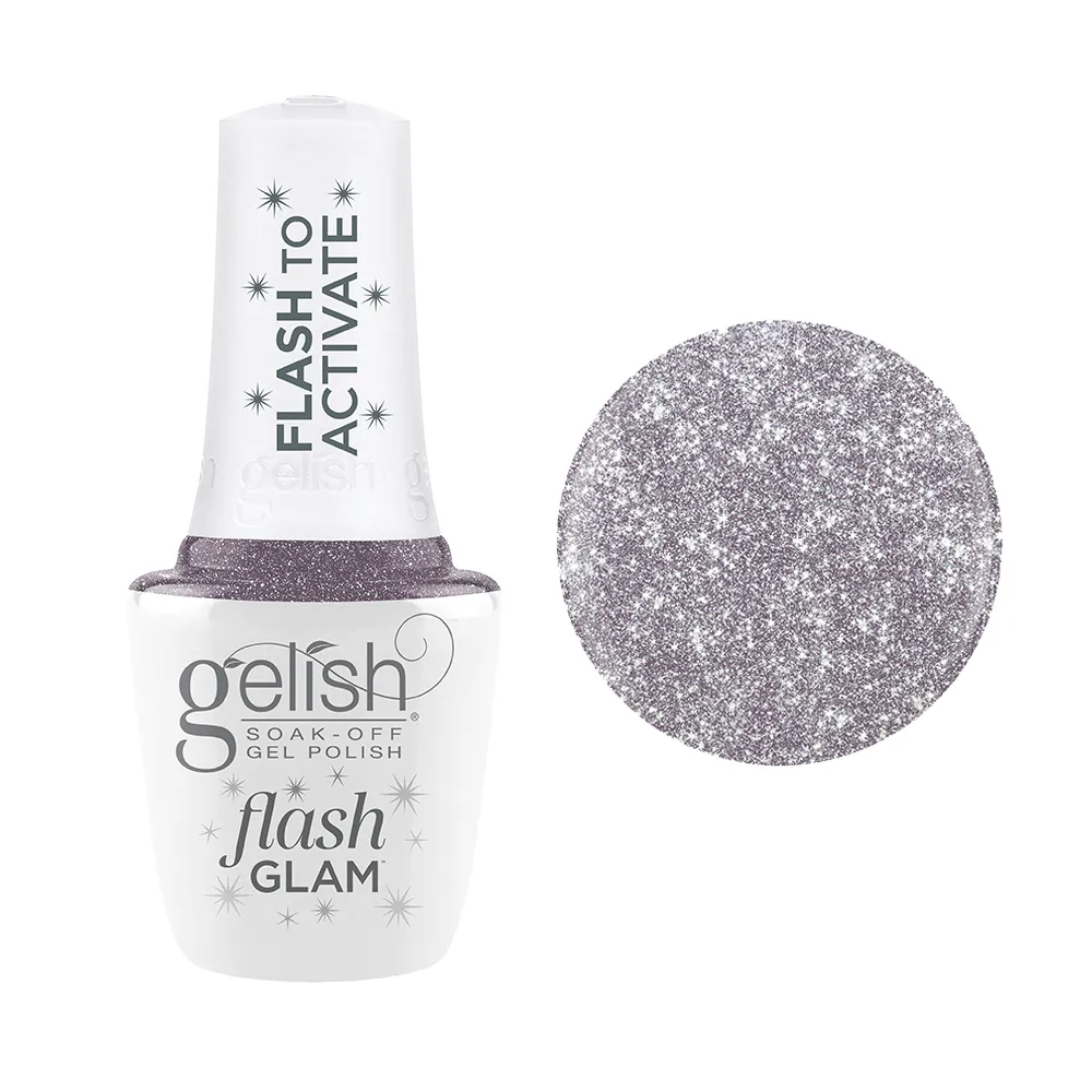 Gelish Flash Glam Gel Polish - Time to Sparkle - Light Purple Glitter - 15ml