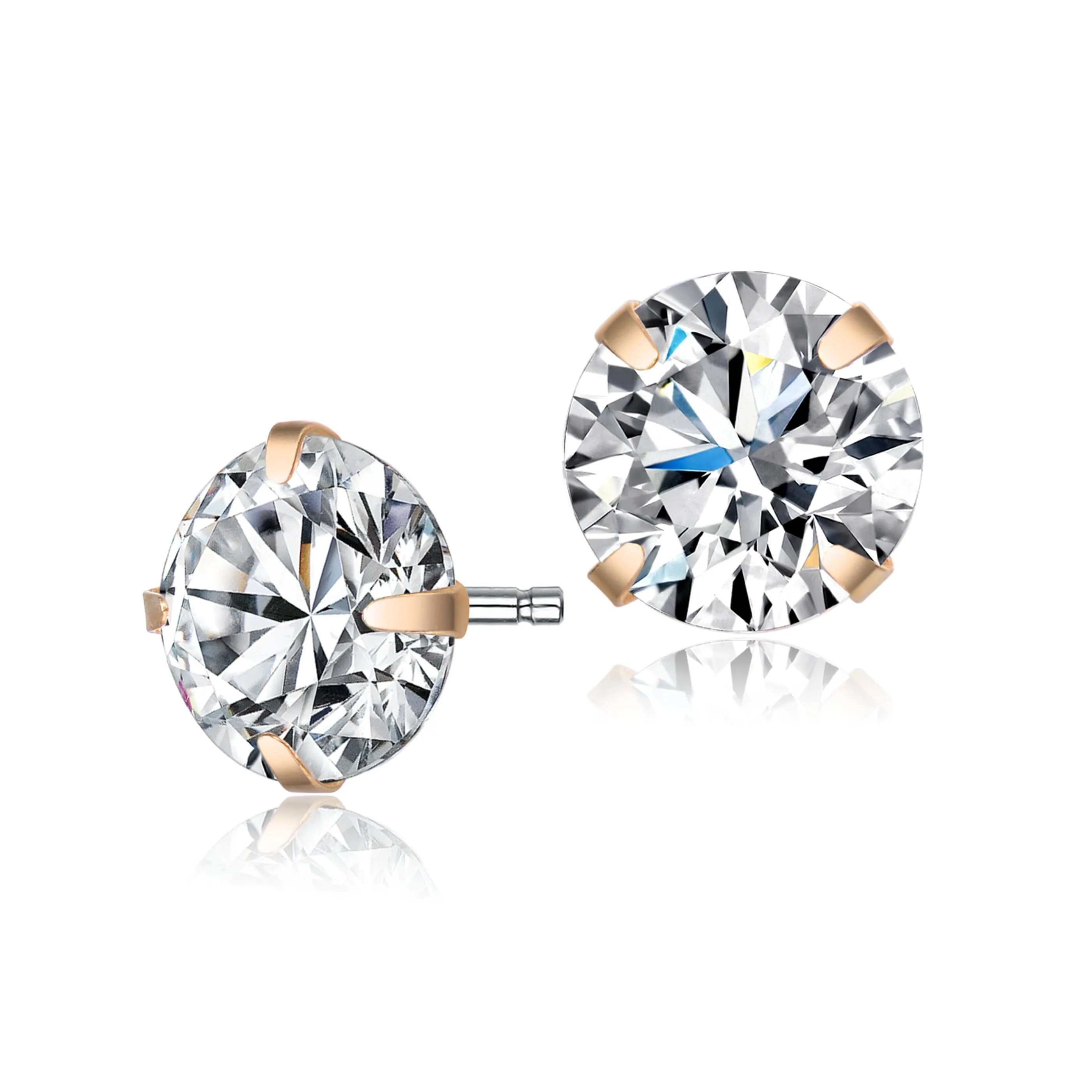 Gold-Plated Sterling Silver Cubic Zirconia Stud Earrings