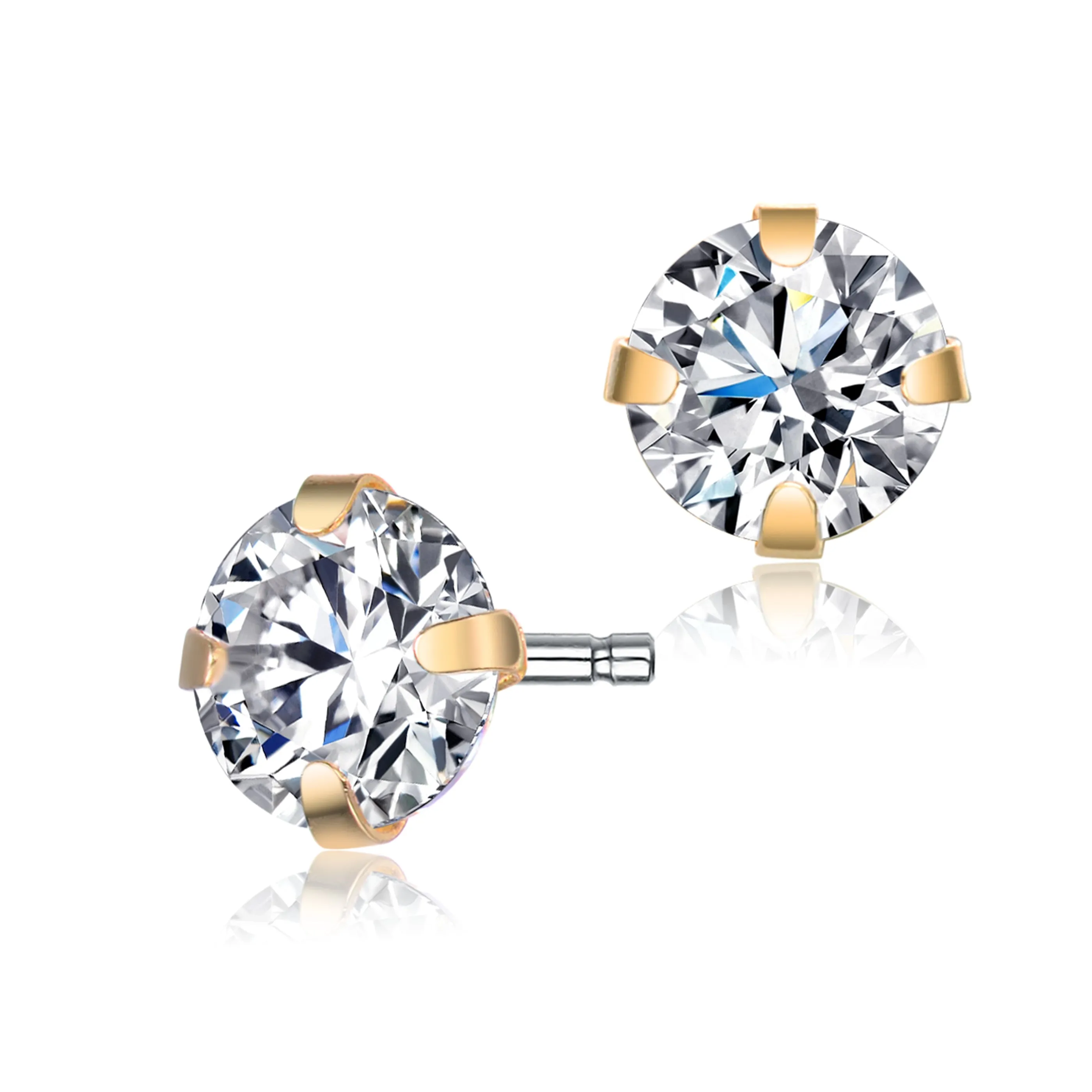 Gold-Plated Sterling Silver Cubic Zirconia Stud Earrings