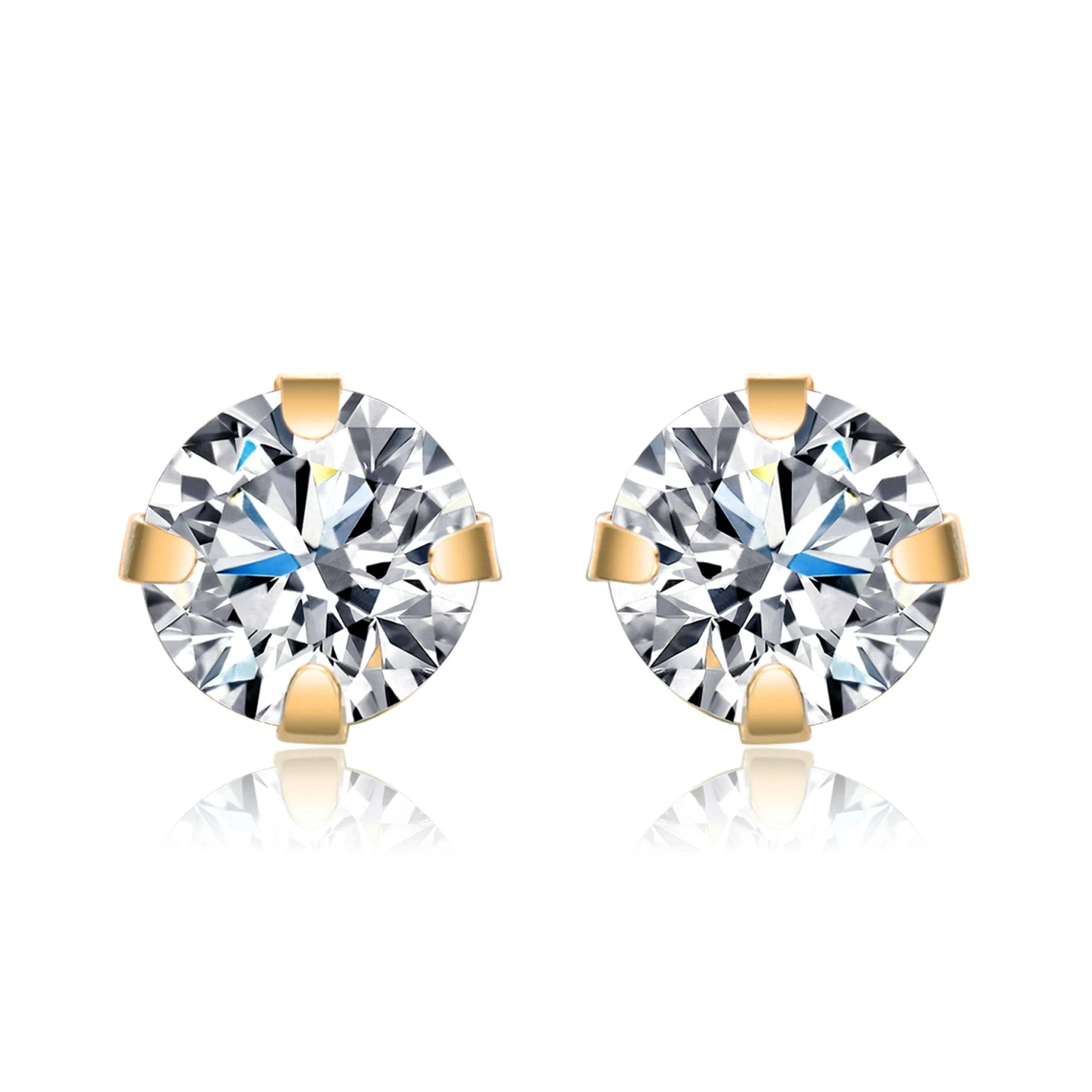 Gold-Plated Sterling Silver Cubic Zirconia Stud Earrings