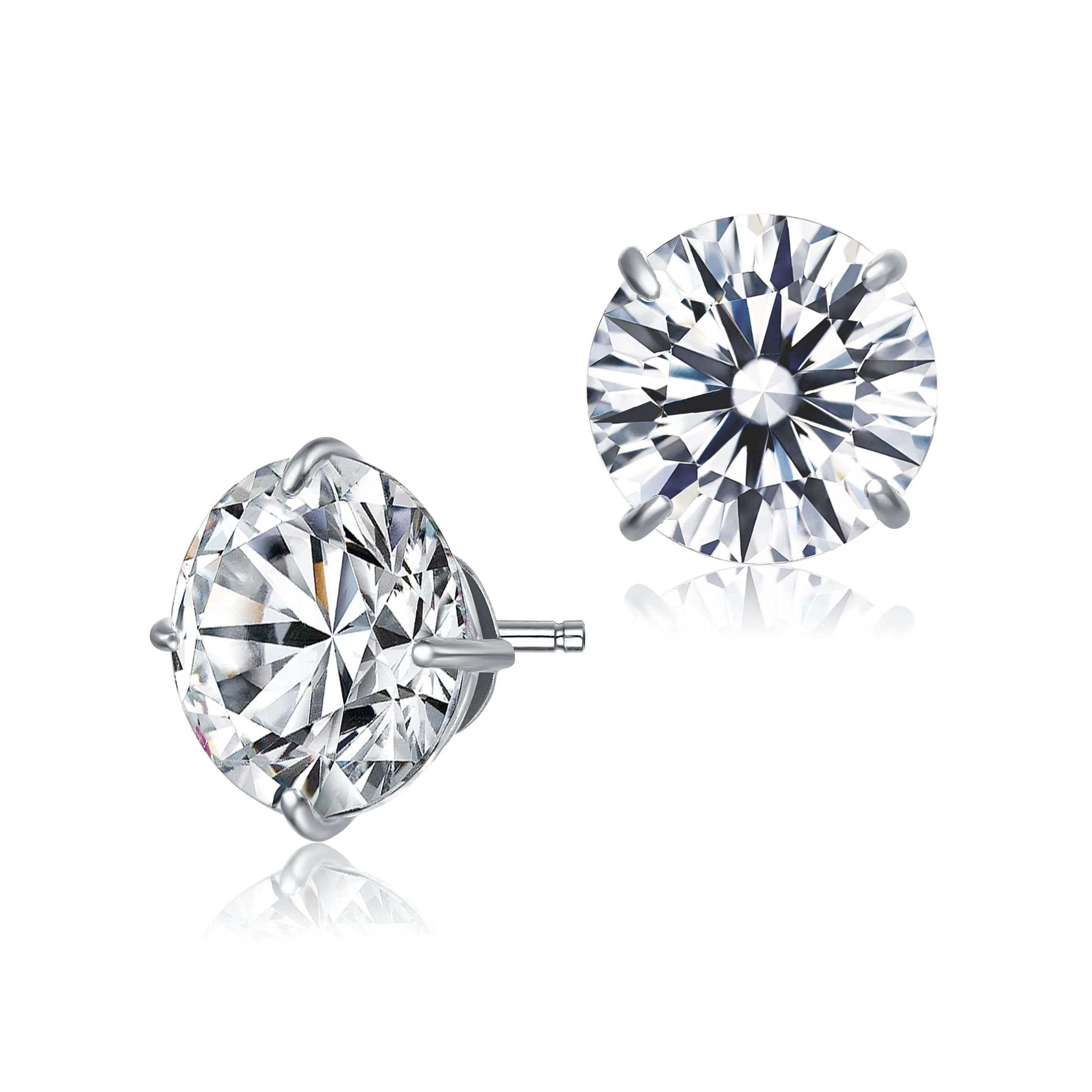 Gold-Plated Sterling Silver Cubic Zirconia Stud Earrings