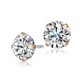 Gold-Plated Sterling Silver Cubic Zirconia Stud Earrings