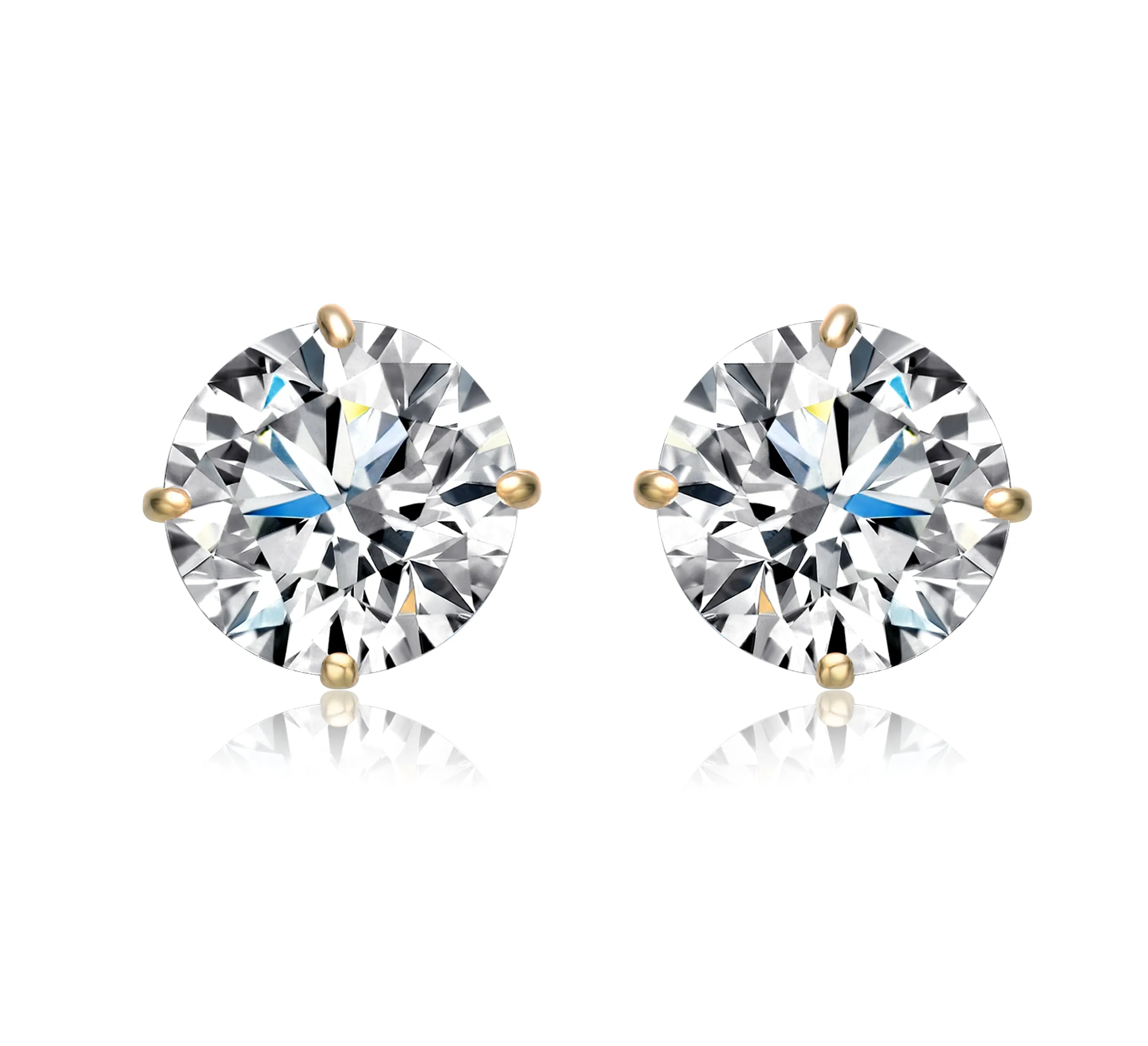 Gold-Plated Sterling Silver Cubic Zirconia Stud Earrings