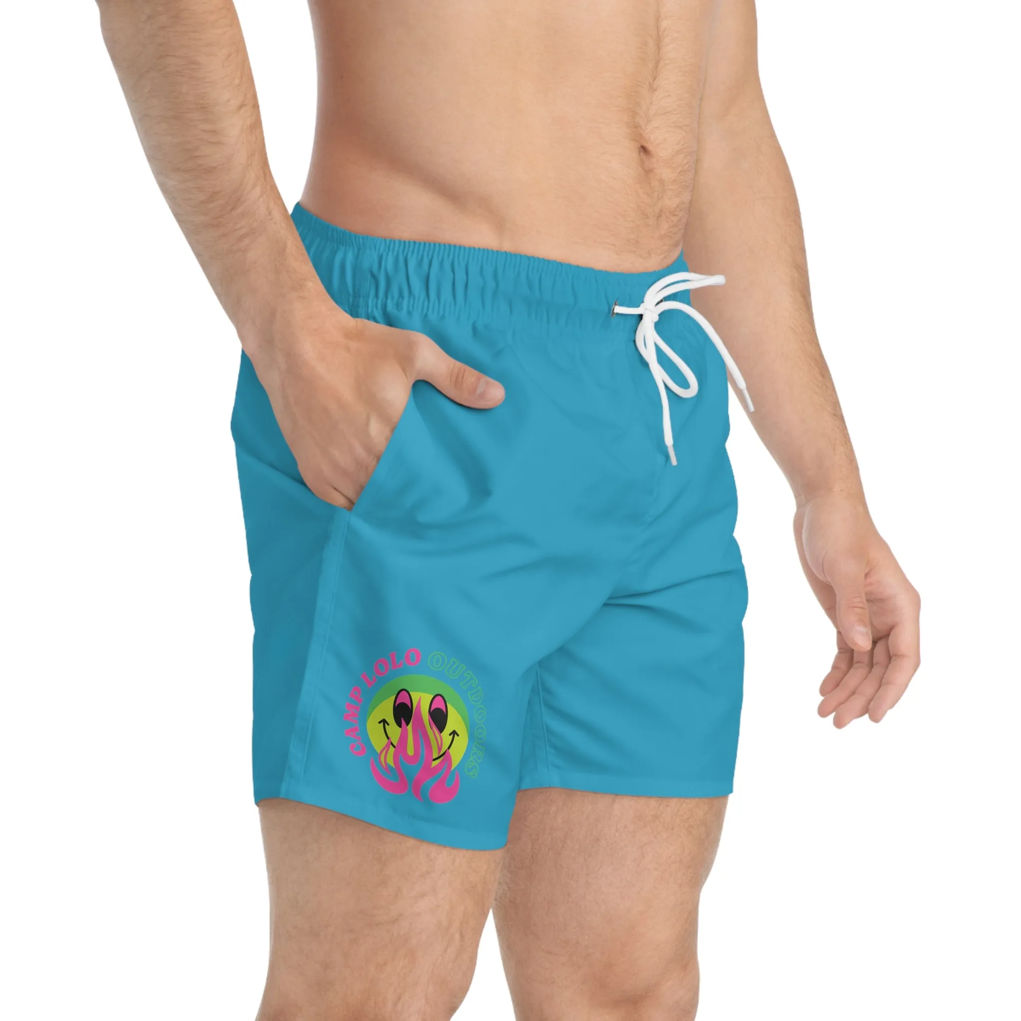 Happy Camper Icon Swim Trunks