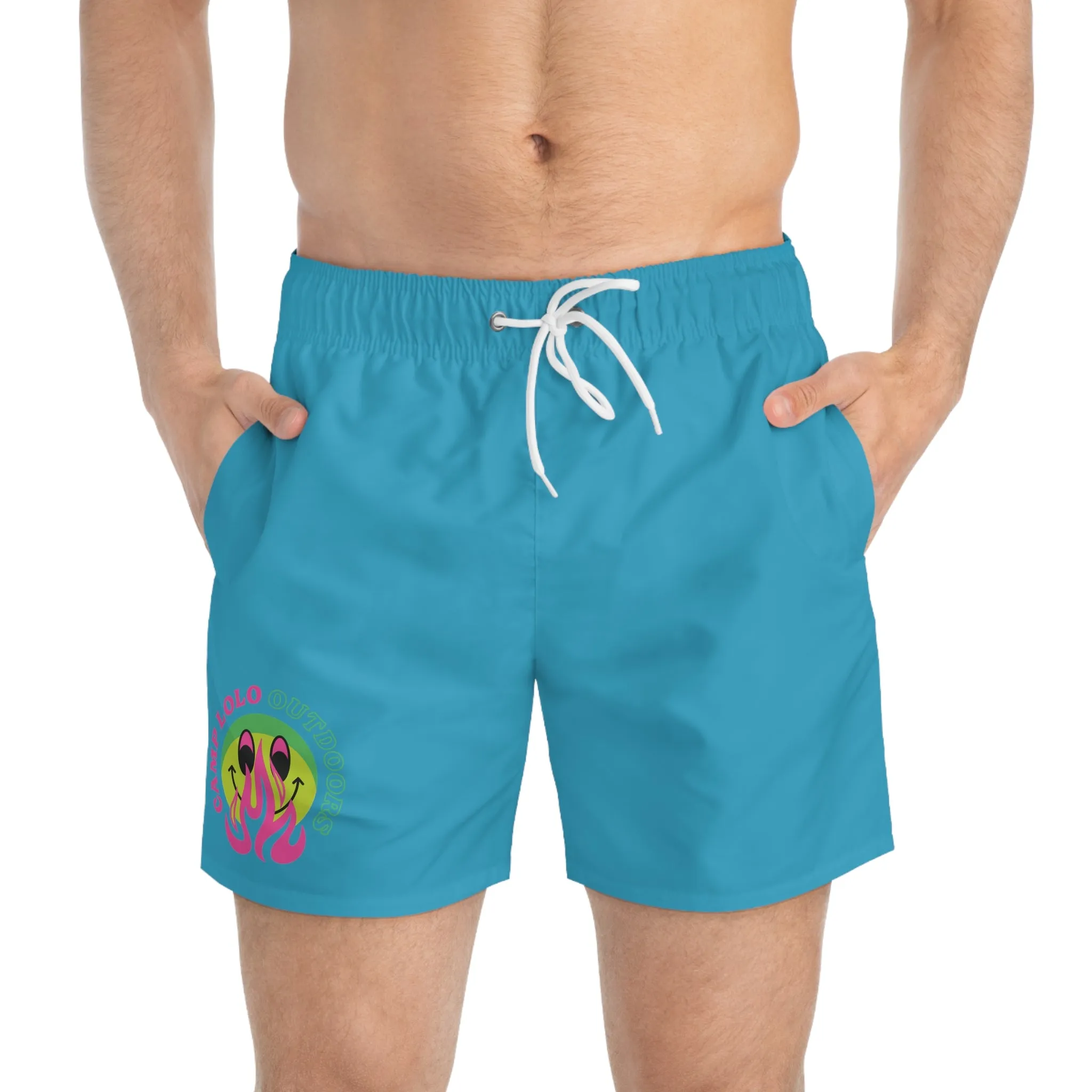 Happy Camper Icon Swim Trunks