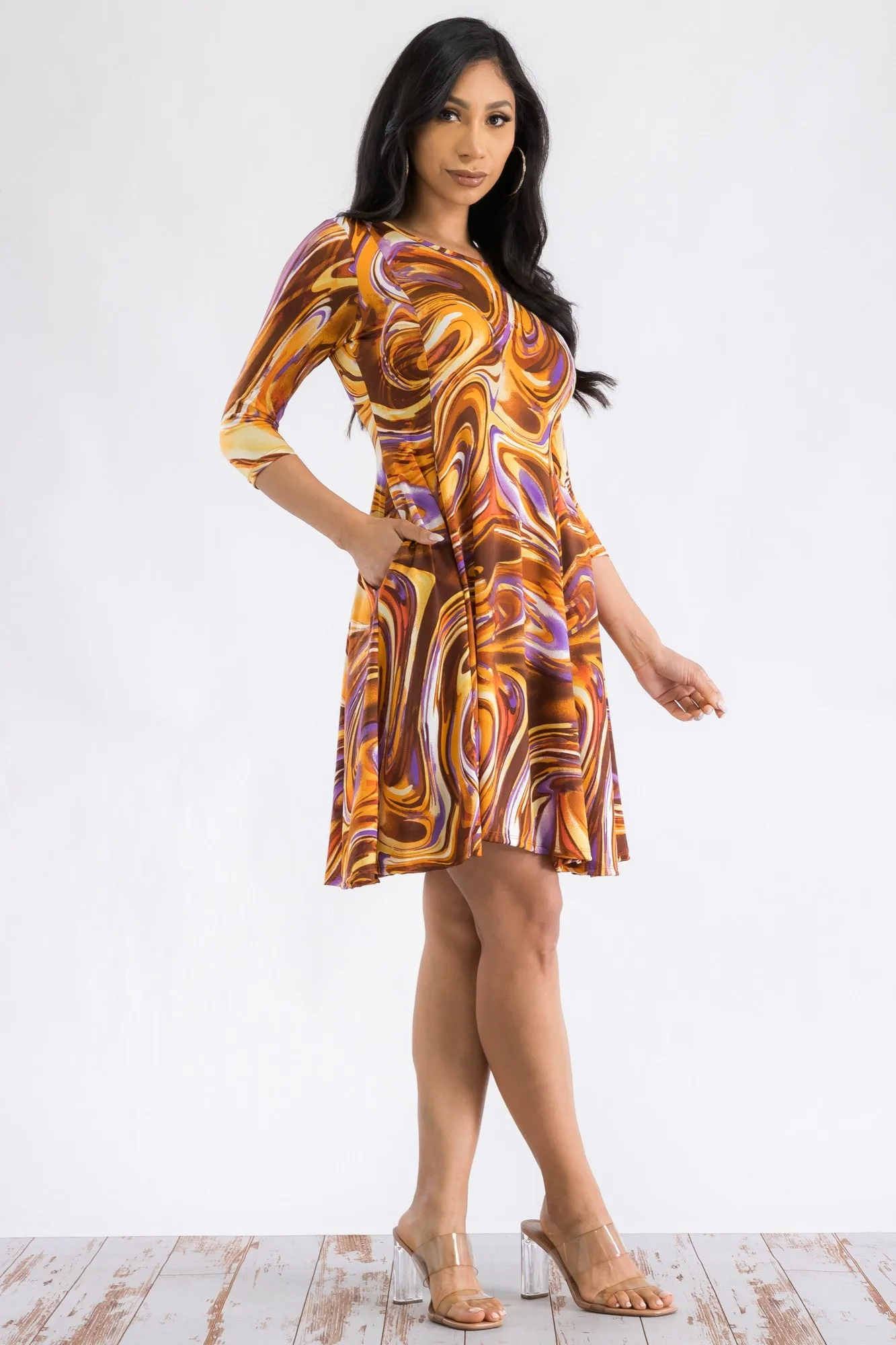 HH711X-PR - FIT & FLARE TUNIC DRESS