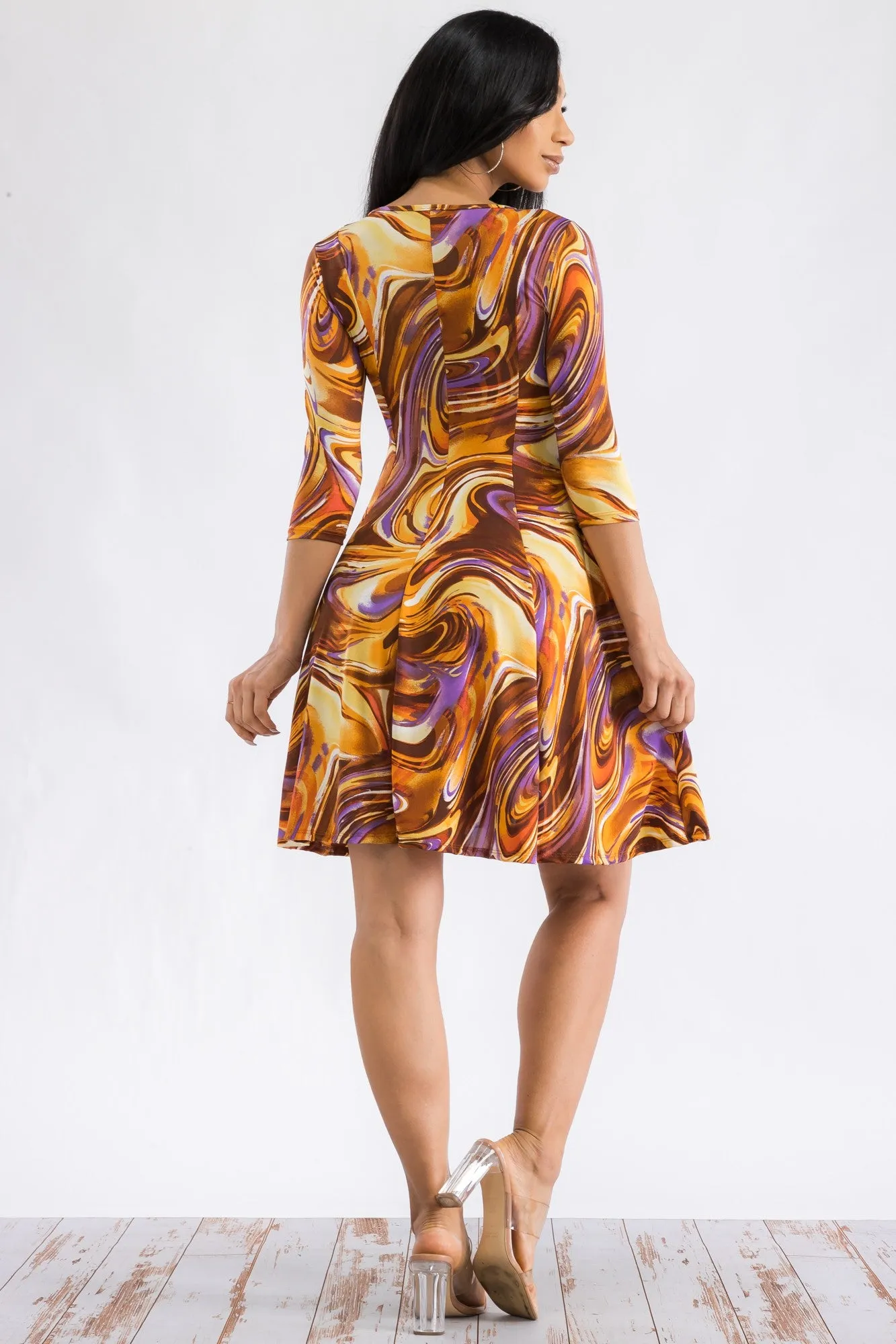 HH711X-PR - FIT & FLARE TUNIC DRESS