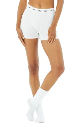 Icon Ribbed Boyshort - White