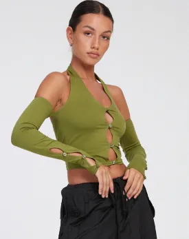 Jayne Crop Top in Khaki