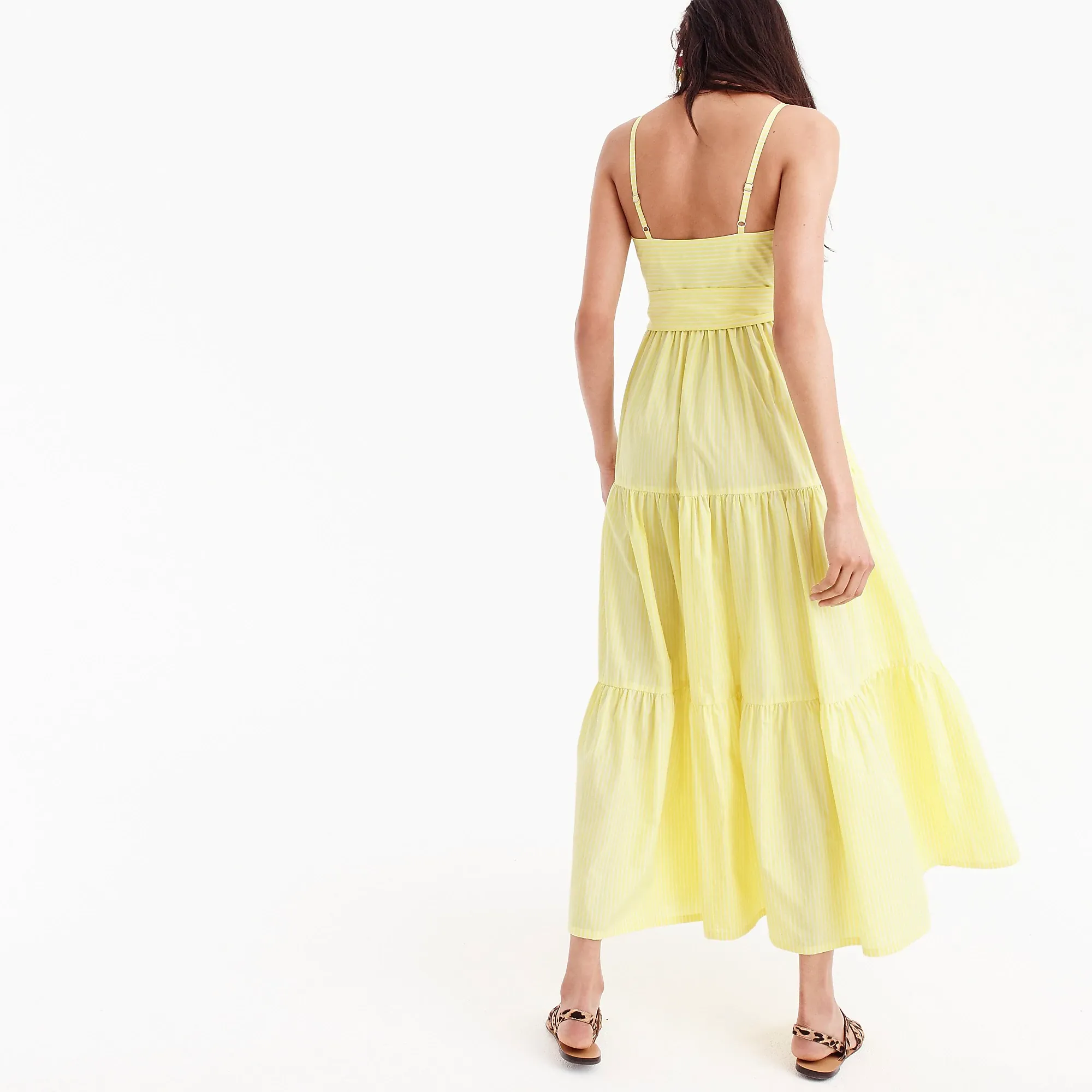 J.crew Tiered maxi dress in stripe - light yellow