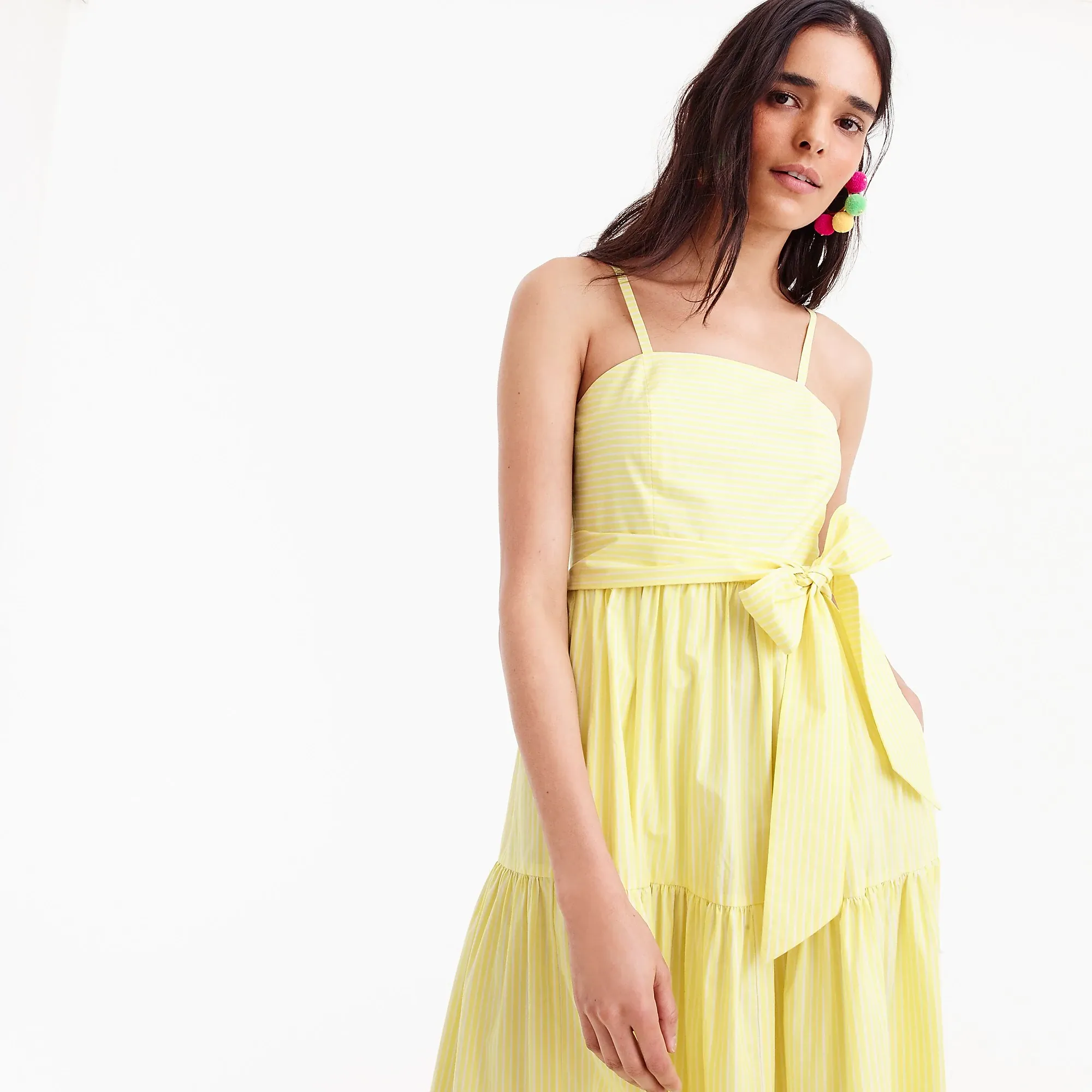 J.crew Tiered maxi dress in stripe - light yellow