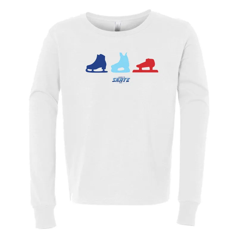 Learn To Skate USA® Three Skates, Youth Long Sleeve T-shirt