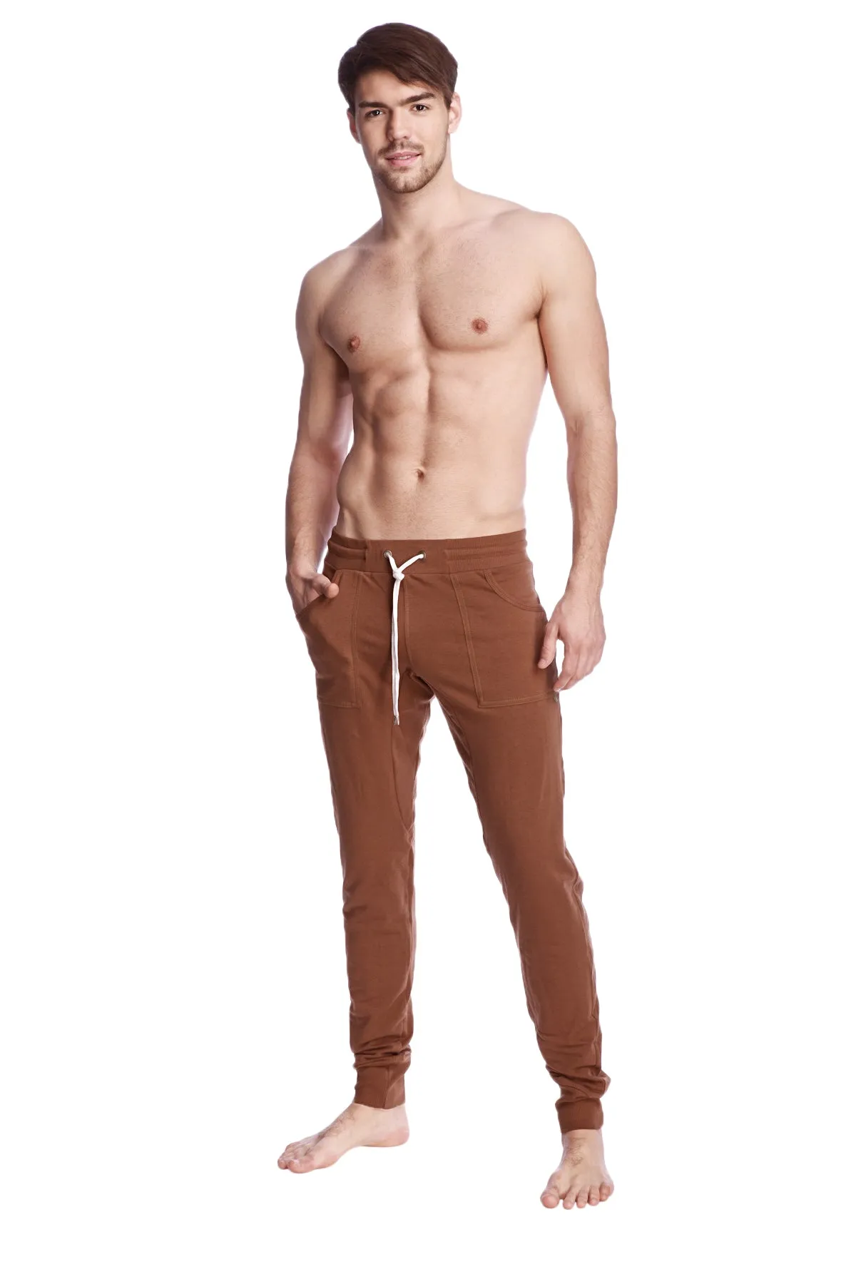 Long Cuffed Jogger & Yoga Sweat Pants (Chocolate Brown)