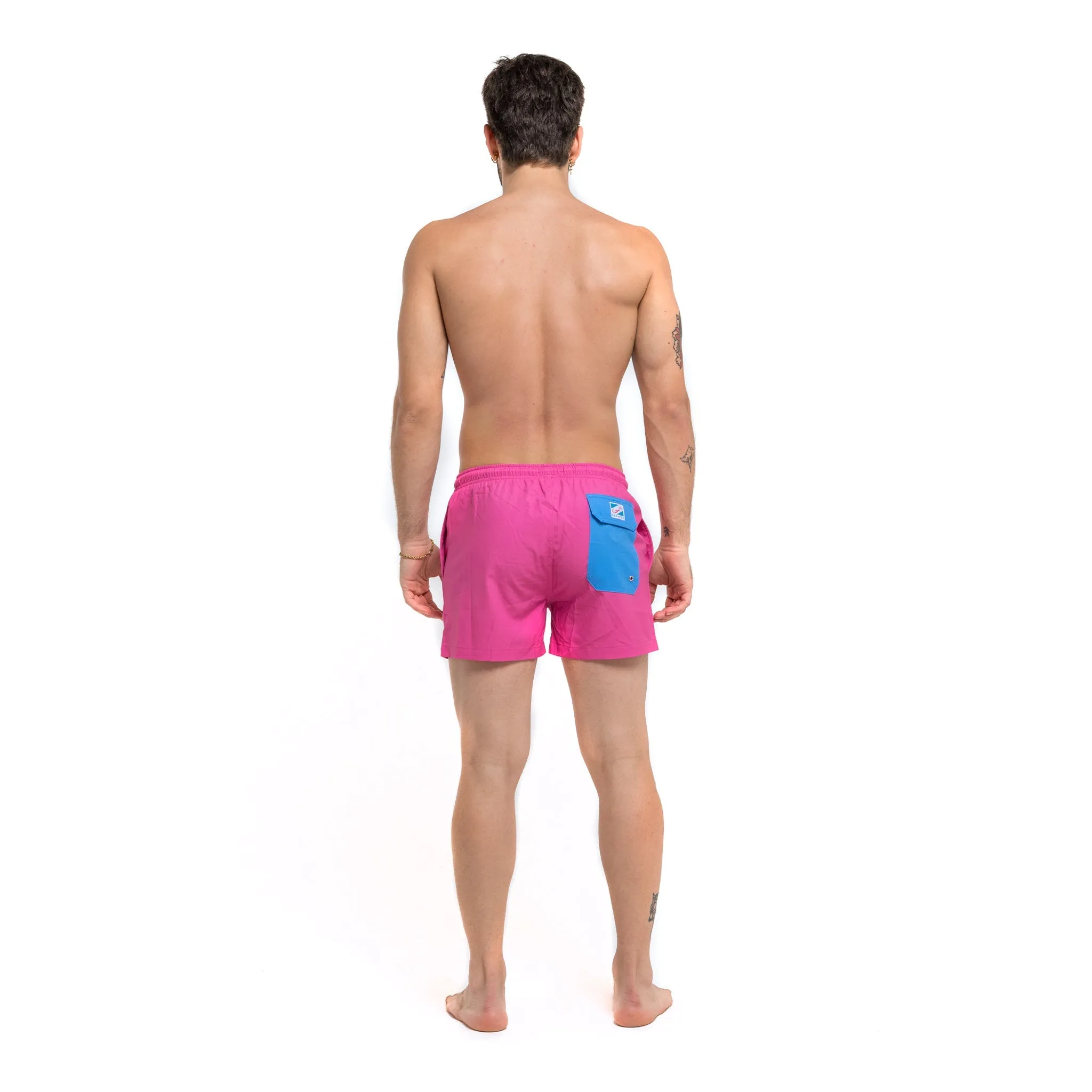 Magenta Blue Pocket - 3.5" Swim Trunks