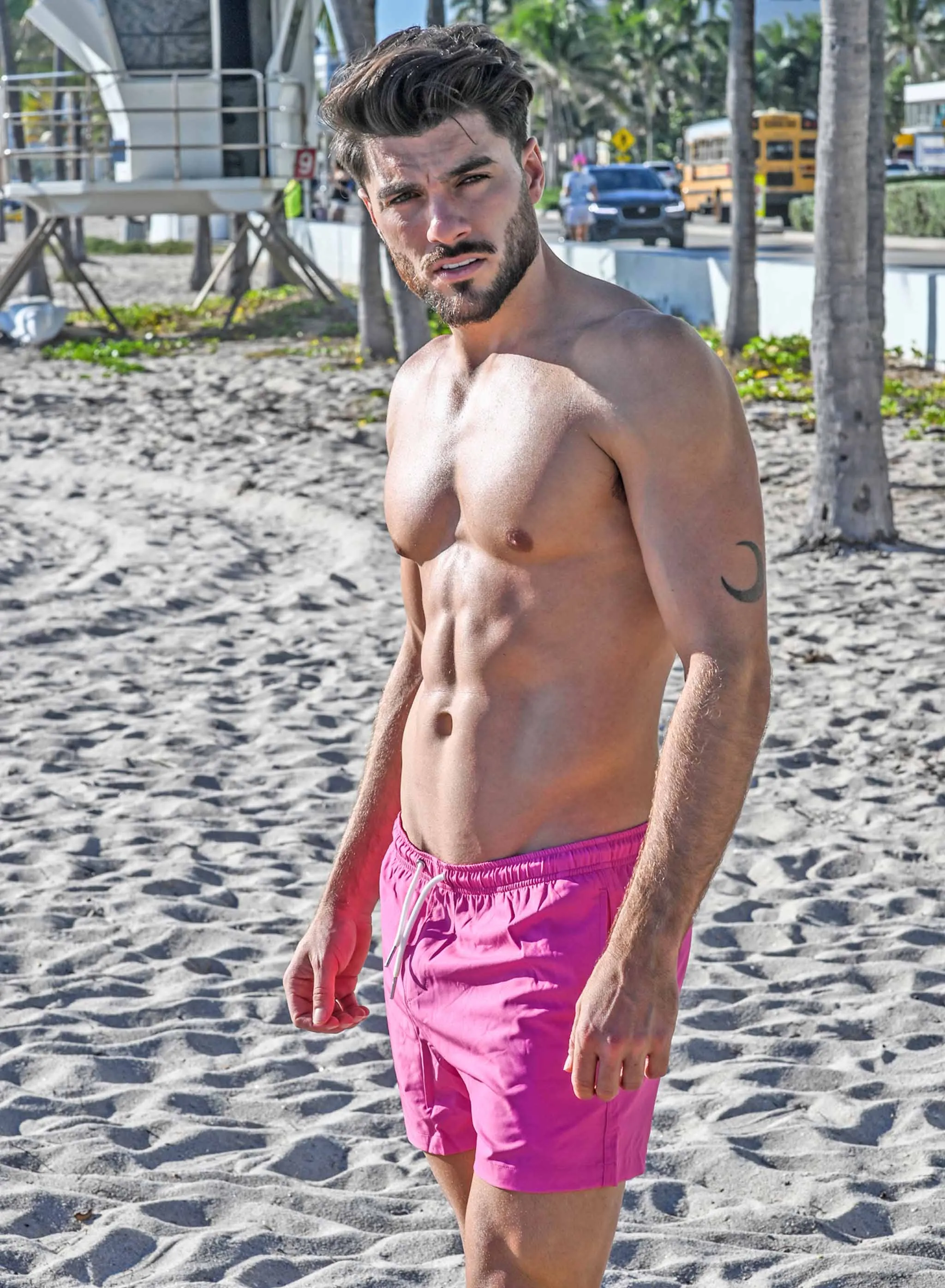 Magenta Blue Pocket - 3.5" Swim Trunks