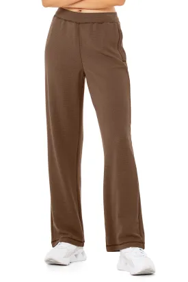 Micro Waffle High-Waist Pleasant Wide Leg Pant - Hot Cocoa