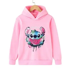 New 2024 Stitch hoodie for children aged 3-15, sporty and fashionable casual clothing, boys and girls hoodies, beautiful