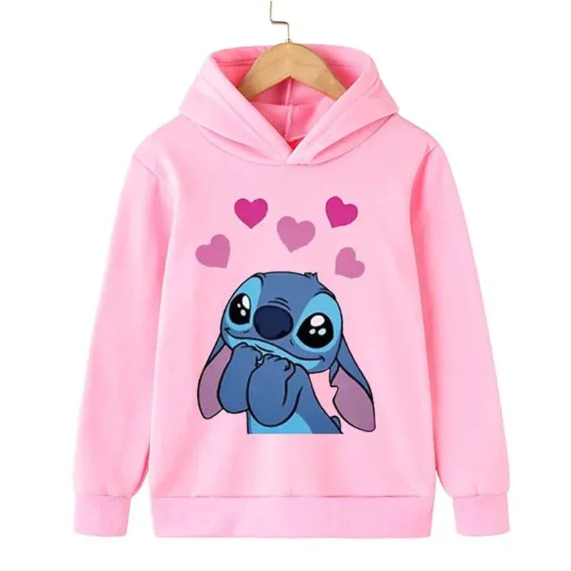 New 2024 Stitch hoodie for children aged 3-15, sporty and fashionable casual clothing, boys and girls hoodies, beautiful