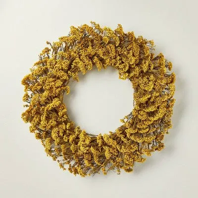 New - 21" Preserved Golden Rice Flower Fall Wreath - Hearth & Hand with Magnolia