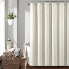 New - 72"x72" Farmhouse Vintage Striped Yarn Dyed Cotton Shower Curtain Neutral - Lush Décor