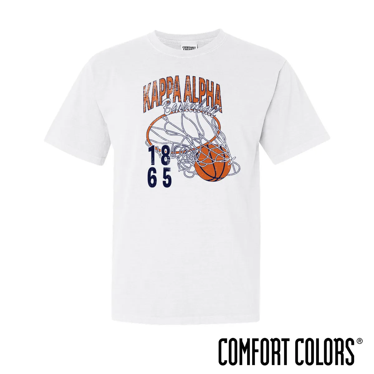 New! Kappa Alpha Comfort Colors Retro Basketball Short Sleeve Tee