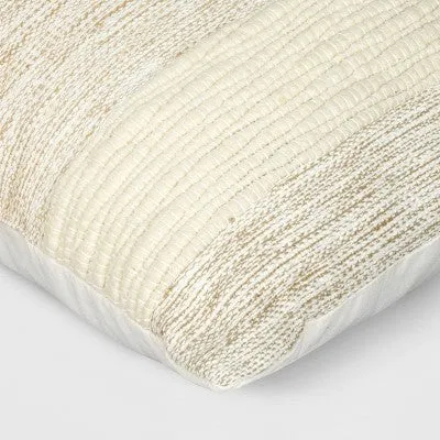 New - Oversized Chunky Textured Cotton Blend Striped Square Throw Pillow Beige - Threshold