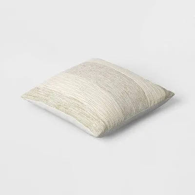 New - Oversized Chunky Textured Cotton Blend Striped Square Throw Pillow Beige - Threshold