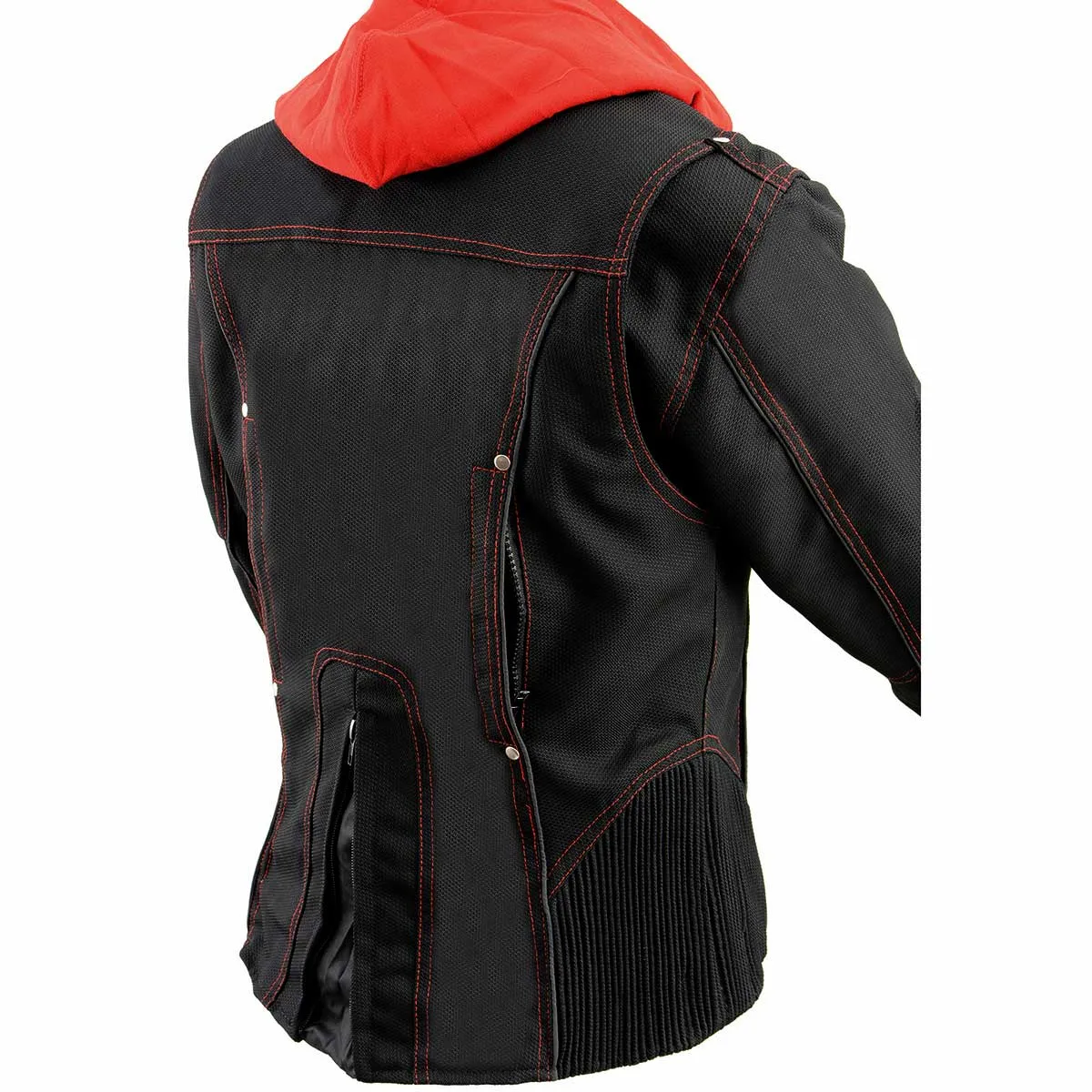 NexGen SH1939 Women's 'Reflective Tribal' Red and Black 3/4 Textile Vented Jacket