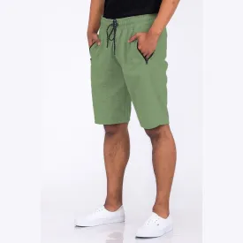 Olive Heathered Cotton Shorts